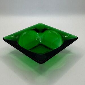 Anchor Hocking Forest Green small 3.5" square glass ashtray